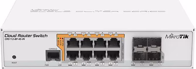 SWITCH MIKROTIK 8PTOS GIGABIT 4PTOS SFP BLANCO CRS112-8P-4S-IN | 2505021811560 imagen 1