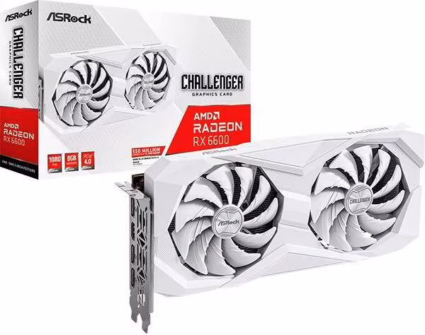 VGA ASROCK RX6600 CLW 8G (WHITE),AMD,RX6600,8GB, GDDR6,128BIT | 90-GA4UZZ-00UANF | 4710483943850 imagen 1