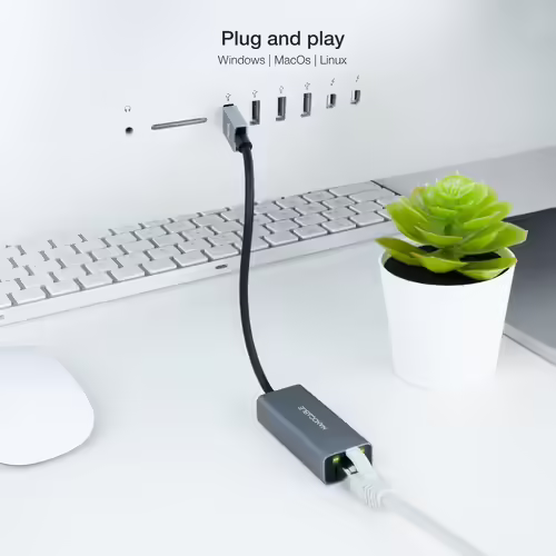 Nanocable Conversor USB 3.0 a Ethernet Gigabit 10/100/1000 Mbps, Aluminio, Gris, | 10.03.0405 | 8433281011441 imagen 4