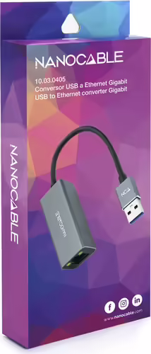 Nanocable Conversor USB 3.0 a Ethernet Gigabit 10/100/1000 Mbps, Aluminio, Gris, | 10.03.0405 | 8433281011441 imagen 5