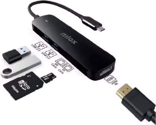 Adaptador NILOX USB-C a USB3/HDMI/SD/mSD (NXDSUSBC05) | 8054320847472 imagen 2