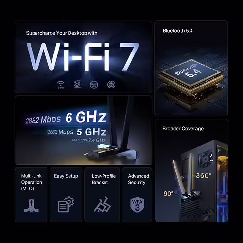 TP-Link BE6500 Interno WLAN / Bluetooth 2880 Mbit/s | ARCHER TBE400E | 0810142822107 imagen 6