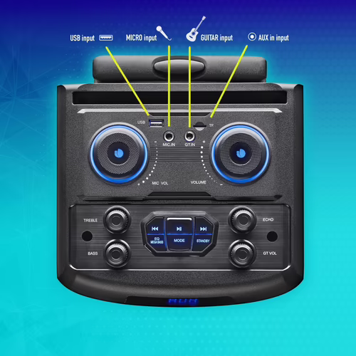 Altavoz NGS RGB 300W TWS USB 3.5mm BT Negro (WILDDUB1) | 8435430620115 imagen 8