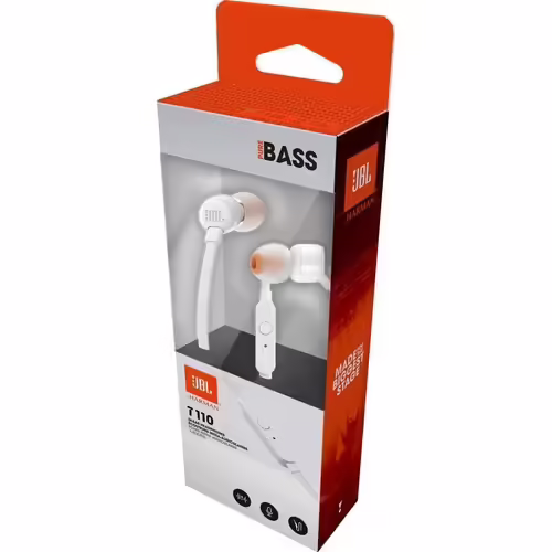 AURICULARES INTRAUDITIVOS JBL PURE BASS DRIVERS 9MM CABLE PLANO FUNCION MANOS LI | JBLT110WHT | 6925281918933 imagen 5