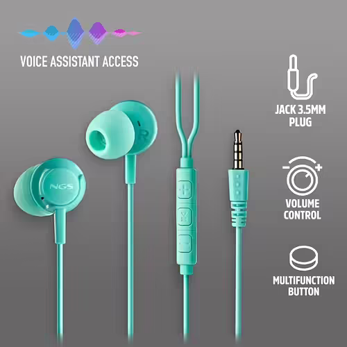 Auriculares NGS Intraurales 3.5mm Menta(CROSSDRIFTMINT) imagen 2