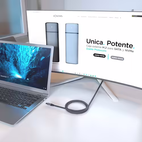 AISENS Cable USB 3.2 Gen2x2 Aluminio 20Gbps 8K@30Hz 5A 100W E-Mark, Tipo USB-C/M | A107-0875 | 8435739901502 imagen 5