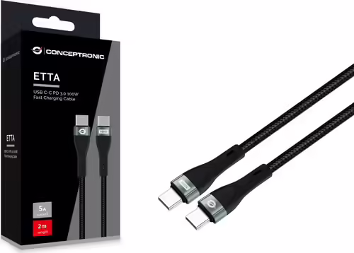 Cable CONCEPTRONIC USB-C M/M 100W 2m Negro (ETTA01B20) | 4015867237892 imagen 3