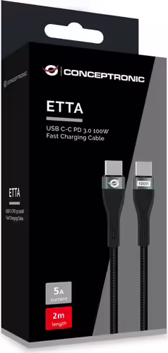 Cable CONCEPTRONIC USB-C M/M 100W 2m Negro (ETTA01B20) | 4015867237892 imagen 4