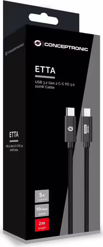 Cable CONCEPTRONIC USB-C M/M 100W 2m Negro (ETTA02B20) | 4015867237915 imagen 4