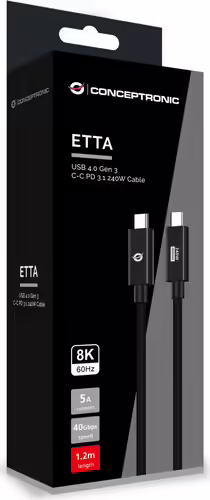 Cable CONCEPTRONIC USB-C M/M 240W 1.2m Negro(ETTA04B12) | 4015867237946 imagen 4