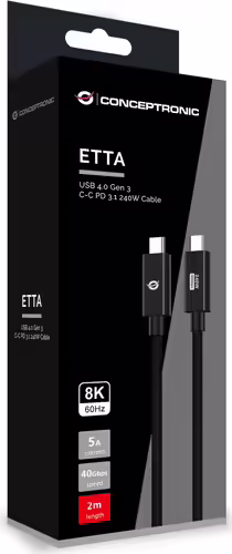 Cable CONCEPTRONIC USB-C M/M 240W 2m Negro (ETTA04B20) | 4015867237953 imagen 4