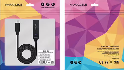 Nanocable USB-C M/H Cable 5m Negro (10.01.1311) | 8433281015333 imagen 6