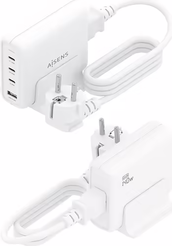 AISENS Cargador Sobremesa GaN 140W, 3x USB-C PD3.1 QC4.0 QC5.0, 1x USB-A QC3.0, | ASCH-140W4P055-W | 8435739903216 imagen 3