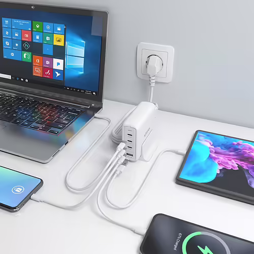 AISENS Cargador Sobremesa GaN 140W, 3x USB-C PD3.1 QC4.0 QC5.0, 1x USB-A QC3.0, | ASCH-140W4P055-W | 8435739903216 imagen 5