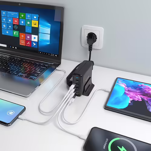 AISENS Cargador Sobremesa GaN 140W, 3x USB-C PD3.1 QC4.0 QC5.0, 1x USB-A QC3.0, | ASCH-140W4P056-BK | 8435739903223 imagen 5