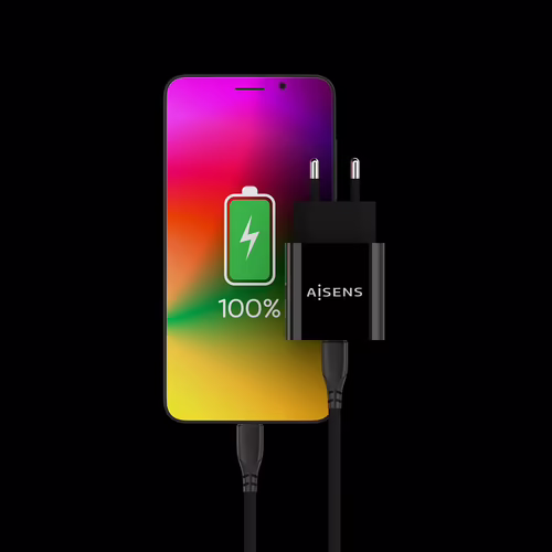 AISENS Cargador USB-C PD3.0 1 Puerto 1x USB-C 20 W, Negro | A110-0538 | 8436574706154 imagen 4
