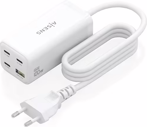 AISENS Cargador Sobremesa GaN 100W, 3x USB-C PD3.0 QC4.0 QC5.0, 1x USB-A QC3.0, | ASCH-100W4P053-W | 8435739903193 imagen 2