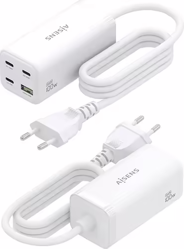 AISENS Cargador Sobremesa GaN 100W, 3x USB-C PD3.0 QC4.0 QC5.0, 1x USB-A QC3.0, | ASCH-100W4P053-W | 8435739903193 imagen 3