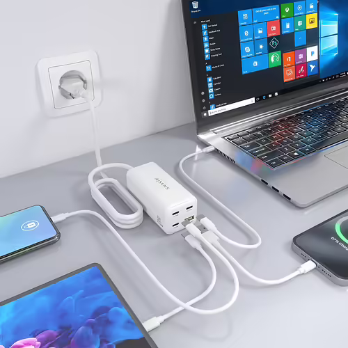 AISENS Cargador Sobremesa GaN 100W, 3x USB-C PD3.0 QC4.0 QC5.0, 1x USB-A QC3.0, | ASCH-100W4P053-W | 8435739903193 imagen 5