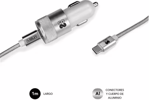 Cargador coche SUBBLIM 2Usb+cable Usb-C Plat(CHG-5CPD01 | SUB-CHG-5CPD01 | 8436586740771 imagen 3