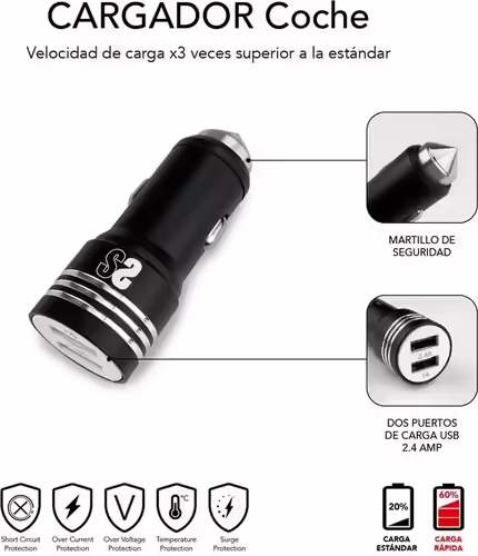 Cargador de Coche SUBBLIM USB-A 3en1 (SUB-CHG-4CC002) | 8436586740764 imagen 4