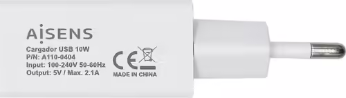 Cargador de Pared AISENS 10W USB 2.0 Blanco (A110-0404) | 8436574704259 imagen 2