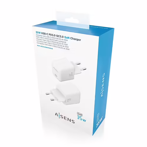 AISENS Cargador GaN 35W, 1xUSB-C PD3.0 QC4.0, Blanco | ASCH-35W1P016-W | 8436574709520 imagen 6