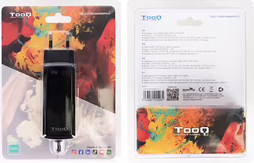 Cargador TooQ USB-C PD 65W Negro (TQLC-USBCGAN65PD-C) | 8433281015265 imagen 6