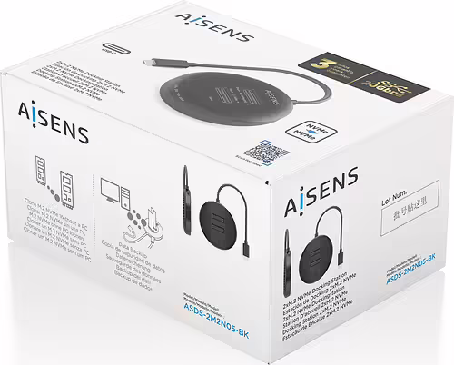 AISENS Estacion De Docking De Doble Bahia NVME a USB 3.2 Gen2x2, Clone, Negro | ASDS-2M2N05-BK | 8435739903308 imagen 8