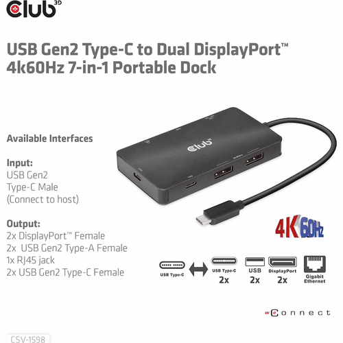 Docking Station Club 3D 7en1 USB-C Negro (CSV-1598) | 8719214472528 imagen 8