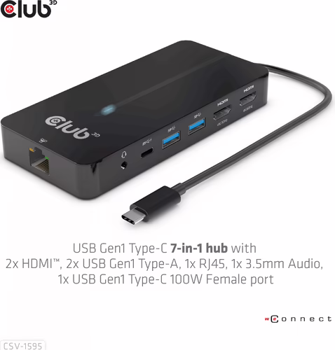 Docking Station Club 3D 7en1 USB-C-Negro (CSV-1595) | 8719214472269 imagen 9