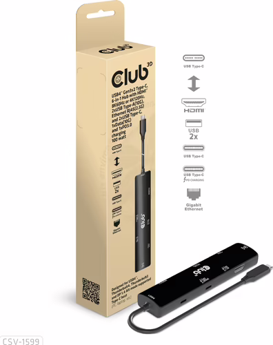 Docking Club 3D USB-C a USB-A/C/HDMI Negro (CSV-1599) | 8719214472566 imagen 6