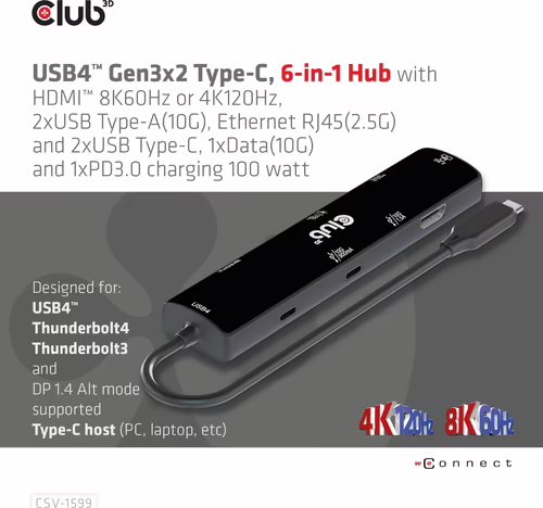Docking Club 3D USB-C a USB-A/C/HDMI Negro (CSV-1599) | 8719214472566 imagen 7