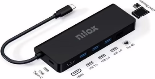 Docking Station NILOX 8 en 1 USB-C Negro (NXDSUSBC04) | 8054320847489 imagen 2