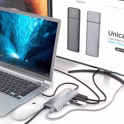 AISENS USB-C Dock 12 En 1, USB-C A 2xHDMI, 1xRJ45, 3xUSB-A, 2xUSB-C, 1xUSB-C PD, | ASUC-12P005-GR | 8436574709209 imagen 4