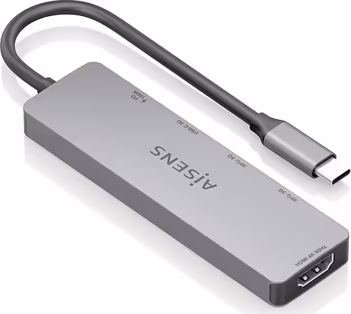 AISENS USB-C Dock 5 en 1, USB-C a 1xHDMI 2xUSB-A 1xUSB-C 1xUSB-C PD, Gris, 15cm | ASUC-5P028-GR | 8435739903568 imagen 2