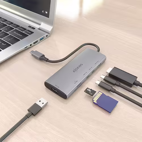 AISENS USB-C Dock 6 en 1, USB-C a 1xHDMI, 1xUSB-A 10G, 2xUSB-C 10G, 1xSD, 1xMicr | ASUC-6P029-GR | 8435739903575 imagen 5