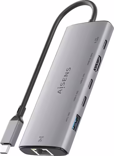 AISENS USB-C Dock 6 en 1, USB-C a 1xHDMI, 1xRJ45, 1xUSB-A 10G, 2xUSB-C 10G, 1xUS | ASUC-6P030-GR | 8435739903582 imagen 3