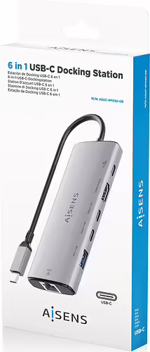 AISENS USB-C Dock 6 en 1, USB-C a 1xHDMI, 1xRJ45, 1xUSB-A 10G, 2xUSB-C 10G, 1xUS | ASUC-6P030-GR | 8435739903582 imagen 6