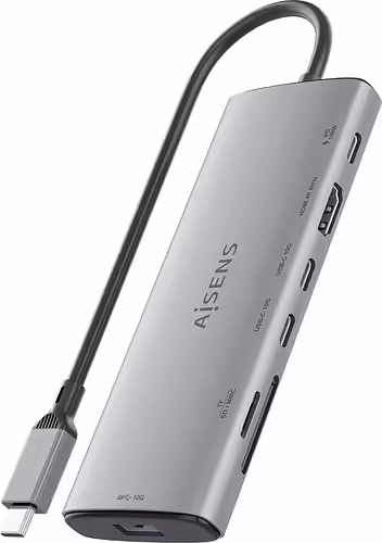 AISENS USB-C Dock 7 en 1, USB-C a 1xHDMI, 1xUSB-A 10G, 2xUSB-C 10G, 1xSD, 1xMicr | ASUC-7P031-GR | 8435739903599 imagen 3