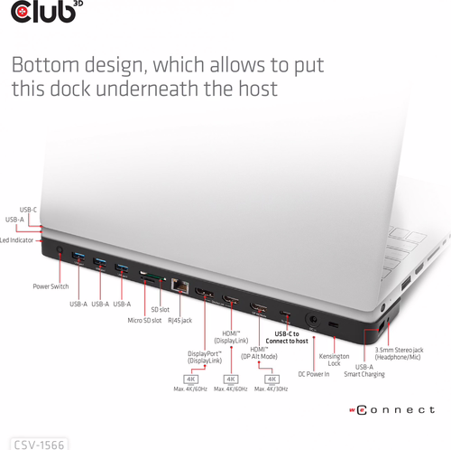 Docking Club 3D USB-C a 4xUSB-A/2xHDMI Negro (CSV-1566) | 0841615102310 imagen 8