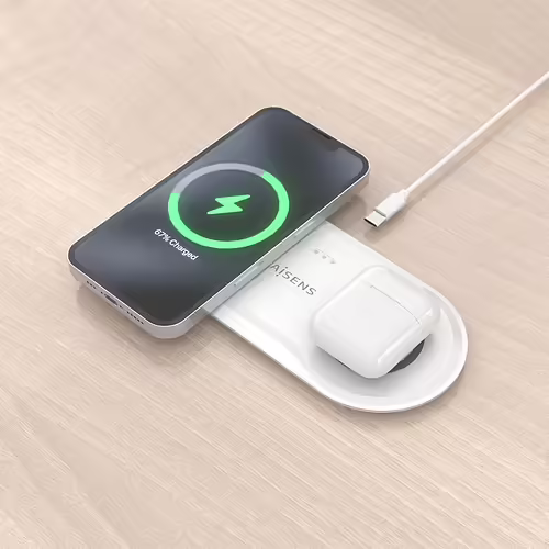 AISENS Cargador Inalambrico USB-C 15W 2 en 1 Para Movil Auriculares, Blanco | ASCH-15W2WC059-W | 8435739903469 imagen 6
