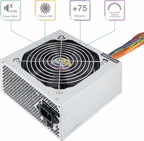 Fuente TooQ 500W ATX 120mm Plata (TQAPOLO-500SP) | 8433281010260 imagen 2