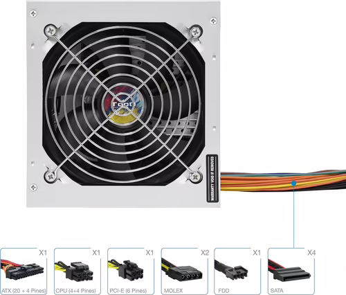 Fuente TooQ 500W ATX 120mm Plata (TQAPOLO-500SP) | 8433281010260 imagen 3
