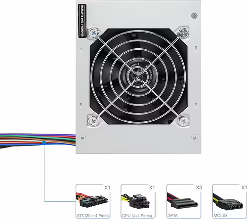Fuente TooQ EP-II SFX 500W 80mm Plata (TQEP-500S-SFX) | 8433281007376 imagen 8