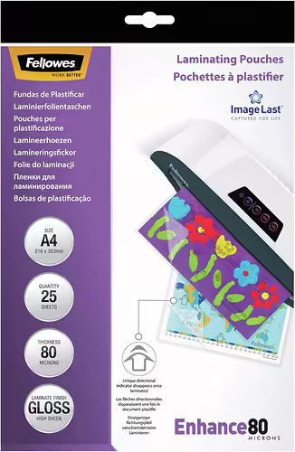 FELLOWES 5396205 FUNDAS PARA PLASTIFICAR A4 80MIC | 0077511539626 imagen 2