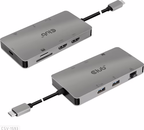 Docking Station Club 3D USB-C 8en1 Plata (CSV-1593) | 8719214471828 imagen 2