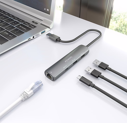 Hub AISENS USB-A a 2USB-A/1USB-C/1RJ45 (ASUC-4P035-GR) | 8435739903971 imagen 6