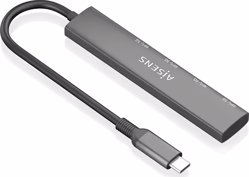 AISENS Hub USB 3.1 USB-C, USB-C/M-4x Tipo A/H, Gris, 15cm | A109-0943 | 8435739903100 imagen 2