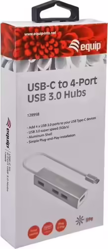 Hub EQUIP USB-C 3.0 a 4xUSB-A 3.0 Plata (EQ128958) | 4015867225646 imagen 8